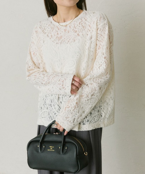 pual ce cin tシャツ モールペイズリーストレッチレースプルオーバー