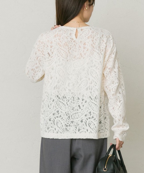 pual ce cin tシャツ モールペイズリーストレッチレースプルオーバー