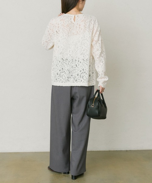 pual ce cin tシャツ モールペイズリーストレッチレースプルオーバー