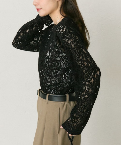 pual ce cin tシャツ モールペイズリーストレッチレースプルオーバー