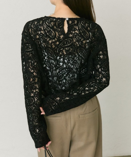 pual ce cin tシャツ モールペイズリーストレッチレースプルオーバー