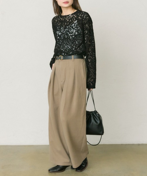 pual ce cin tシャツ モールペイズリーストレッチレースプルオーバー