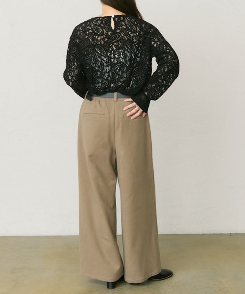 pual ce cin tシャツ モールペイズリーストレッチレースプルオーバー