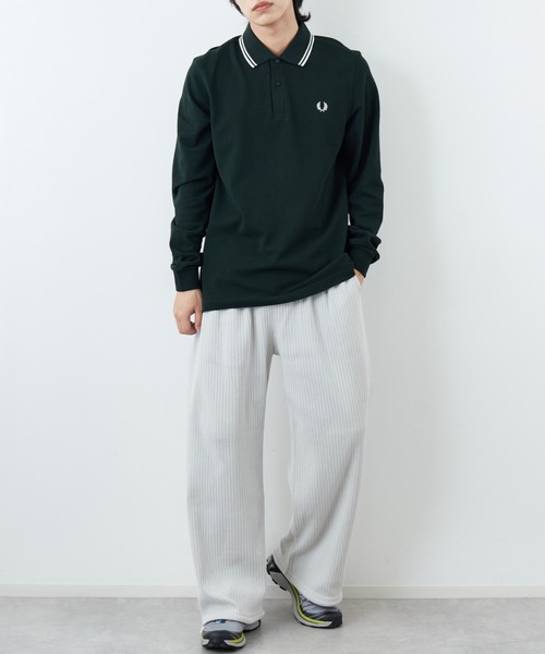 未使用に近い フレッドペリー ロングスリーブ ポロシャツ ブラック×スカイブルー FRED PERRY（フレッドペリー） ポロシャツ ポロ 「WEB先行予約」「FRED