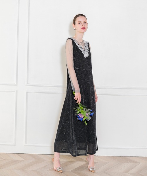 「Leja」 長袖ワンピース FREE ブラック レディース_画像2