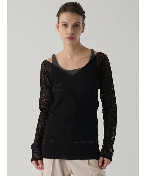 NSTONE  ニットセーター Henon. ニット セーター CROCHET KNIT V/N TOPS レディース : ZOZOTOWN