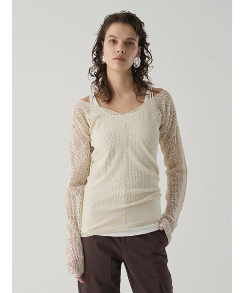 Henon. ニット セーター CROCHET KNIT V/N TOPS レディース : ZOZOTOWN