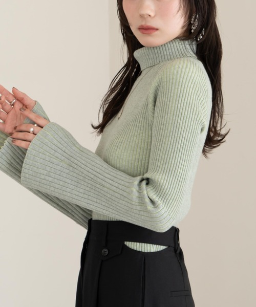 「hinari」 長袖ニット FREE チャコールグレー レディース_画像9