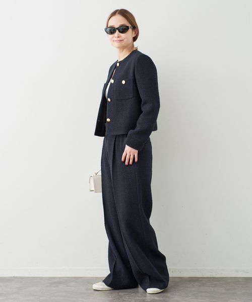 deuxieme classe tweed コート　美品！ Deuxieme Classe（ドゥーズィエムクラス） ジャケット ノーカラー