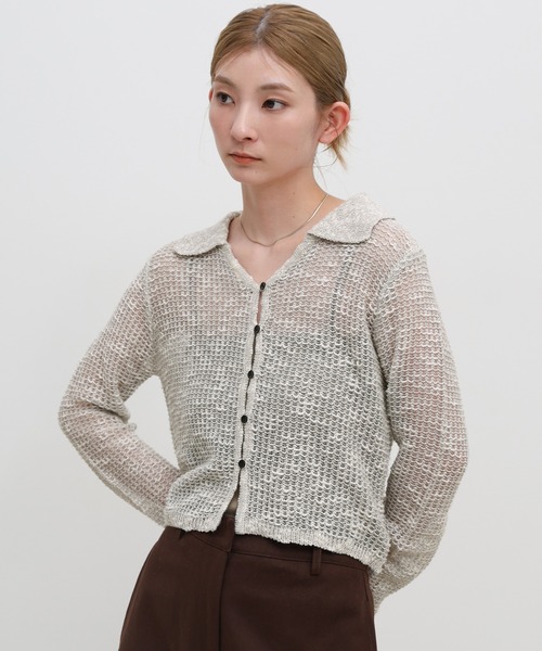 select MOCA（セレクトモカ） カーディガン ボタンデザイン透かし編み
