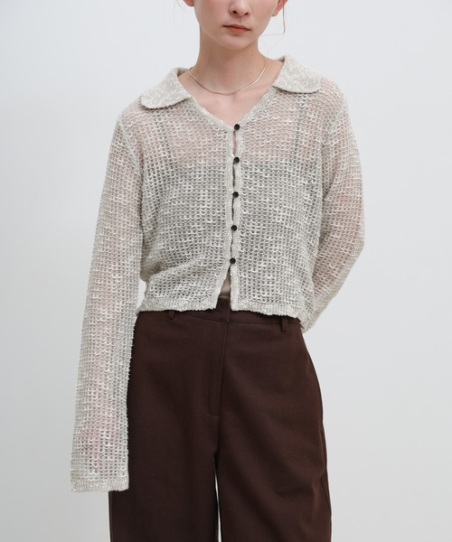 select MOCA（セレクトモカ） カーディガン ボタンデザイン透かし編み