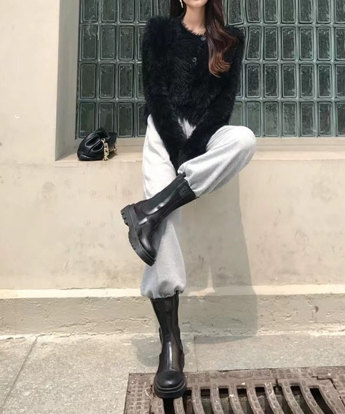 「me+em select」 ニットカーディガン FREE ブラック レディース_画像9