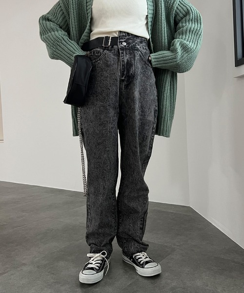 「ISOOK」 デニムパンツ FREE ブラック レディース_画像7