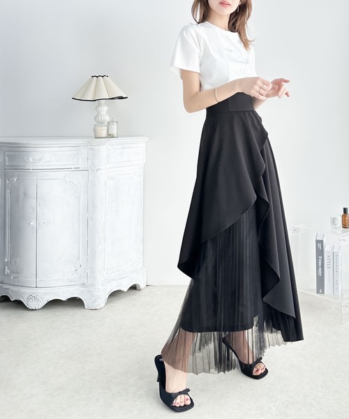 「mily bilet」 プリーツスカート X-LARGE ブラック レディース_画像2