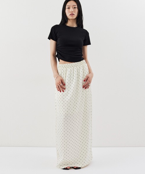 HANNE ロング スカート ドットサテンロングスカート : ZOZOTOWN Yahoo