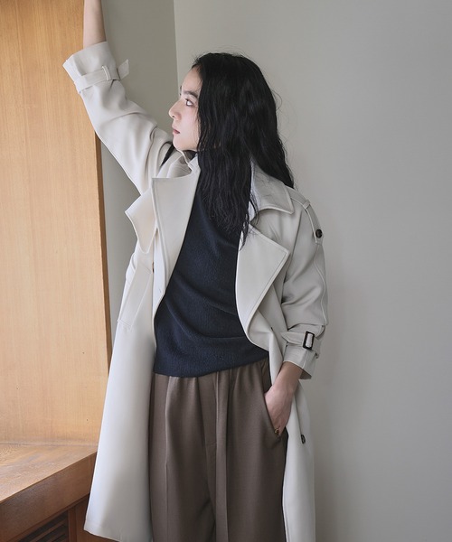 「LOWO」 「flolia」トレンチコート L ライトベージュ レディース_画像2