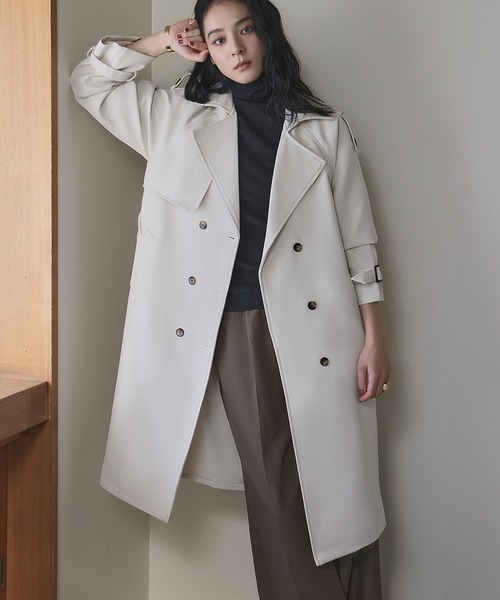 「LOWO」 「flolia」トレンチコート L ライトベージュ レディース_画像3