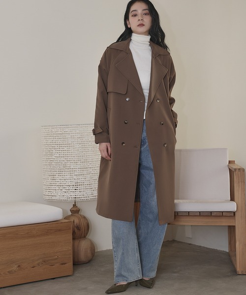 「LOWO」 「flolia」トレンチコート L ライトベージュ レディース_画像5