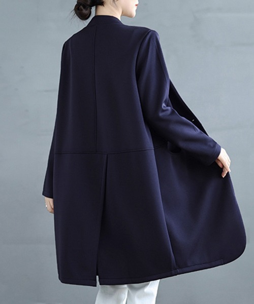「ONEP STAR」 「chu&jin」ノーカラーコート LARGE ネイビー レディース_画像5