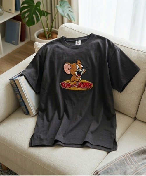 tシャツ 半袖 「TOM ＆ JERRY/トムとジェリー」ジェリーサガラ刺繍
