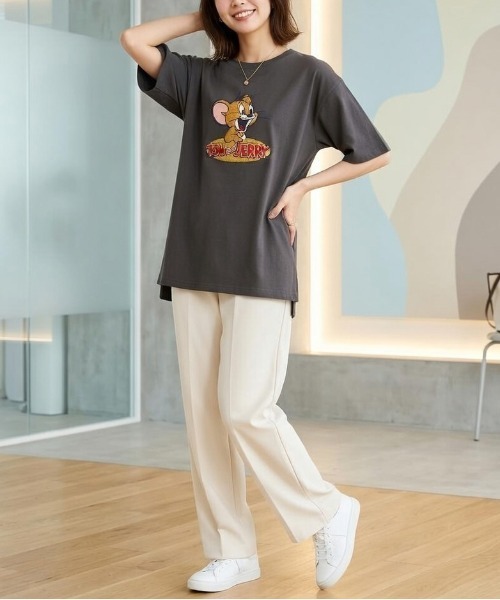 キャラクターTシャツ・パンツセット tシャツ 「TOM ＆ JERRY/トムとジェリー」ジェリーサガラ刺繍ジェリー