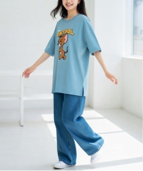 tシャツ 半袖 「TOM ＆ JERRY/トムとジェリー」ジェリーサガラ刺繍