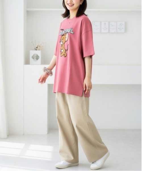 tシャツ 「TOM ＆ JERRY/トムとジェリー」ジェリーサガラ刺繍ジェリー