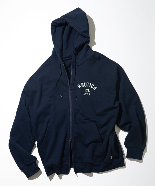 「NAUTICA」 ジップアップパーカー MEDIUM ネイビー メンズの画像