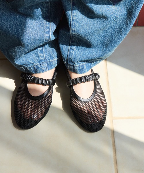 【新品】アダムエロペ フィッシュネットメリージェーン　ブラック ADAM ET ROPE'（アダムエロペ） パンプス フィッシュネットメリー