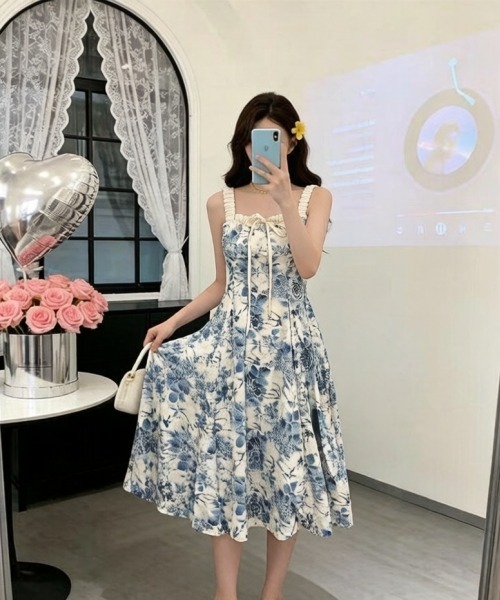 gossip!ロサンゼルス ワンピース 「Y2Kガーリー」小柄さん向けレトロ花