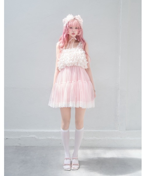 ワンピース lacy tulle camisole onepieceの画像