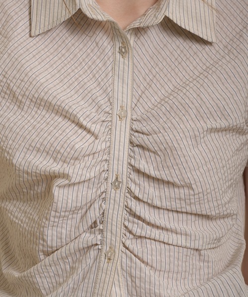 hazyl ブラウス シャツ gather design short sleeve shirt / ギャザー 