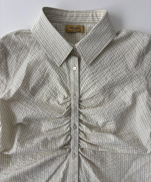 hazyl ブラウス シャツ gather design short sleeve shirt / ギャザー 