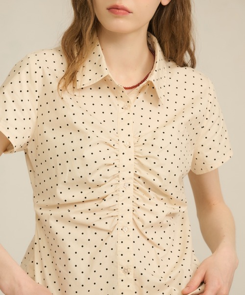 hazyl ブラウス シャツ 半袖 gather design short sleeve shirt 