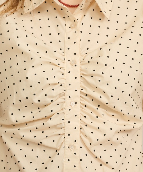 hazyl ブラウス シャツ 半袖 gather design short sleeve shirt hazyl ギャザーデザインショートスリーブシャツ クリーム