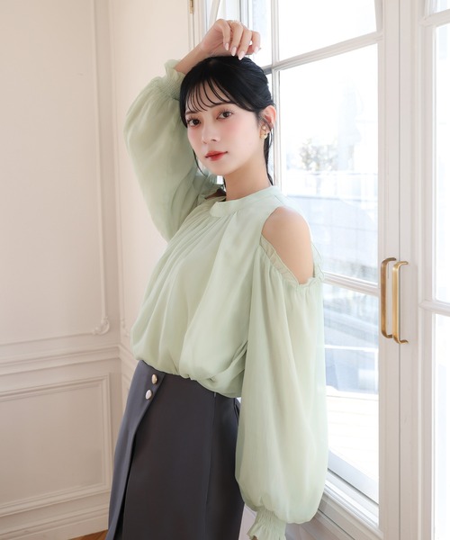「mipiarl」 長袖ブラウス MEDIUM アイボリー レディース_画像3