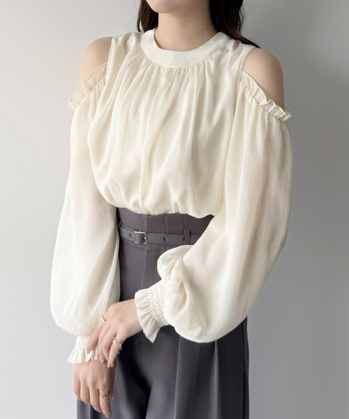 「mipiarl」 長袖ブラウス MEDIUM アイボリー レディース_画像4