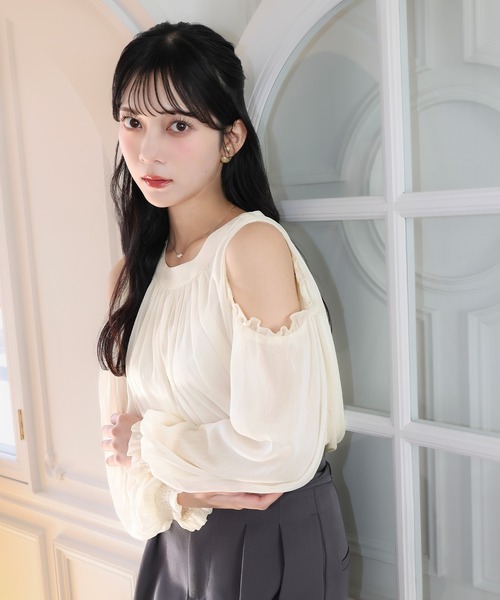 「mipiarl」 長袖ブラウス MEDIUM アイボリー レディース_画像7