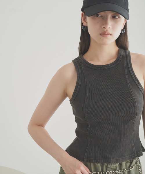 SOEMIN（ソミン） タンクトップ ノースリーブ Pigment sleeveless top