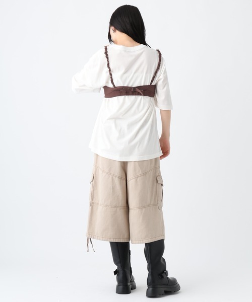 cygneシーニュ ビックパフスリーブシアートップス　インナーキャミ付き JEANASIS（ジーナシス） キャミソール チュールドッキングZIPブラ