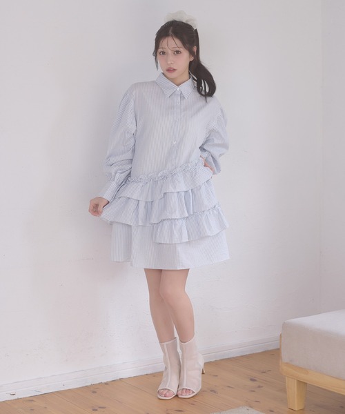 「Ambre Neige」 シャツワンピース FREE サックスブルー レディース_画像4