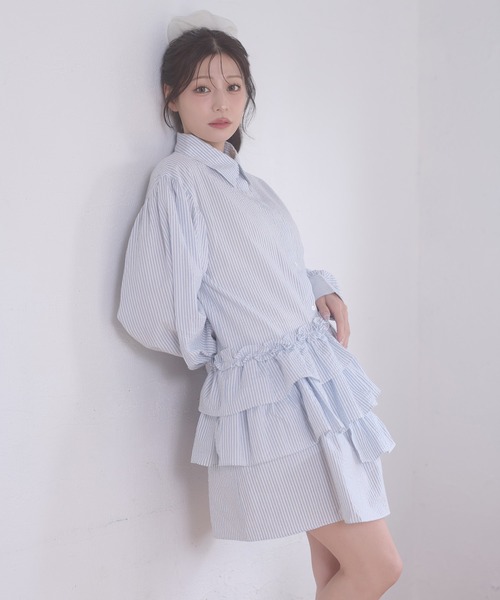 「Ambre Neige」 シャツワンピース FREE サックスブルー レディース_画像5