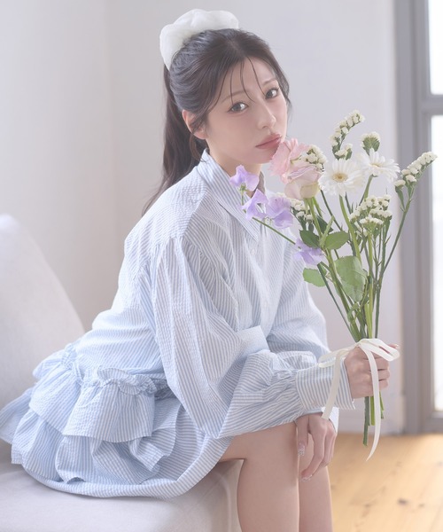 「Ambre Neige」 シャツワンピース FREE サックスブルー レディース_画像6