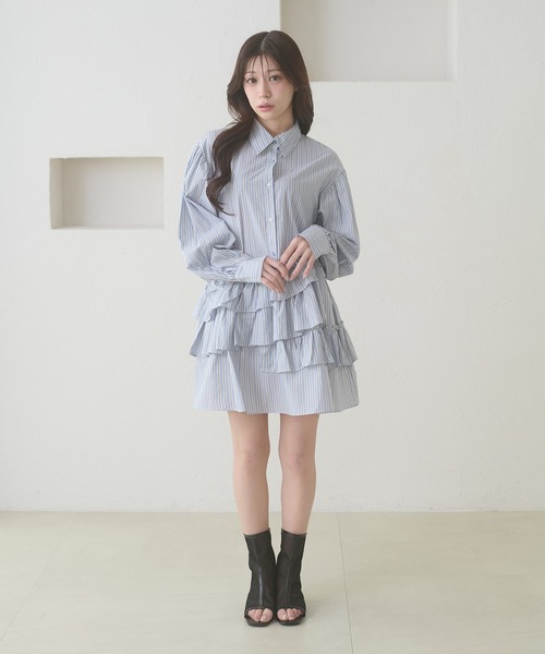 「Ambre Neige」 シャツワンピース FREE サックスブルー レディース_画像9