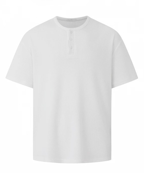 NOWLE（ノウル） ヘンリーネック tシャツ 「NOWLE」凹凸ワッフル