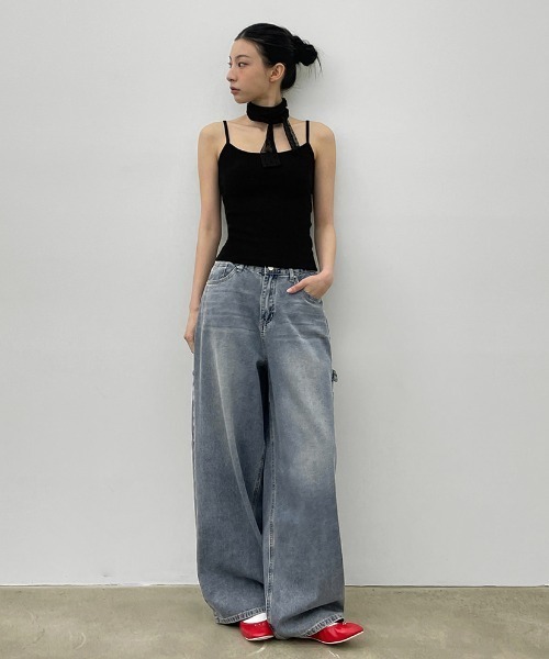 「BLACKUP」 デニムパンツ LARGE ライトブルー レディース_画像9