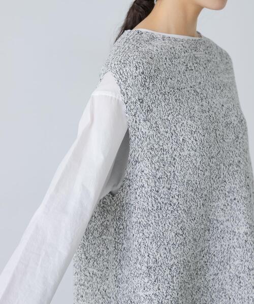 かぐれ ベスト ジレ 「手洗い可」テープヤーンニットベスト レディース