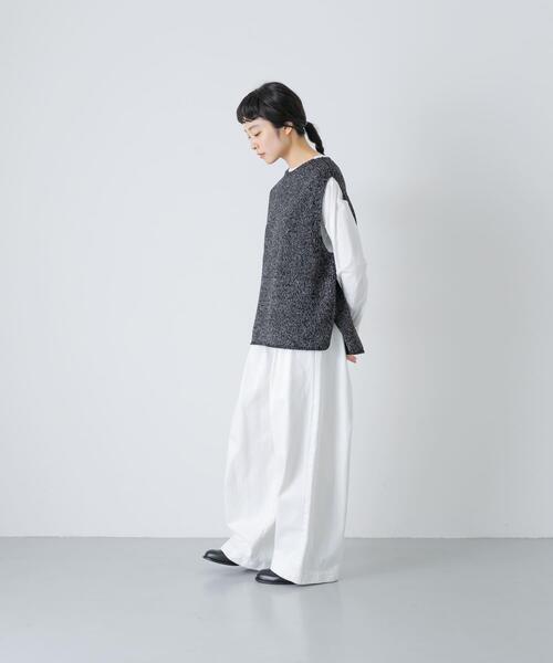 かぐれ ベスト ジレ 「手洗い可」テープヤーンニットベスト レディース