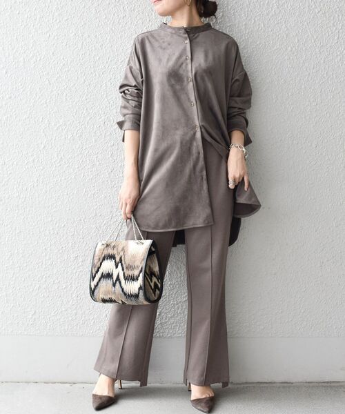 公式店舗 チュニック Web限定 フェイクスエードシャツワンピース ポンチパンツセット 本店は Studiostodulky Cz