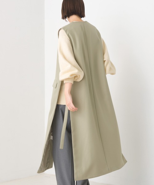 ルネ　ロングジレ　未使用 OMNES（ファッション） ベスト ジレ ノーカラーオープンサイド